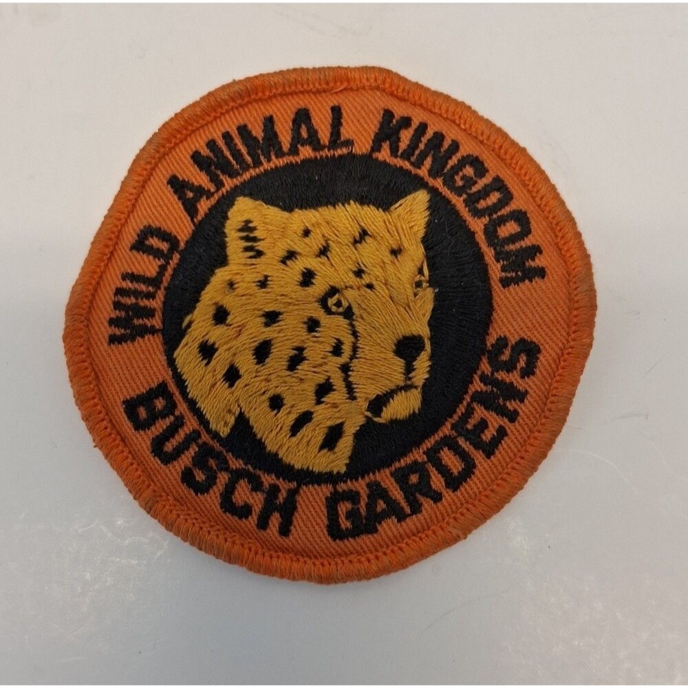 VTG Wild Animal Kingdom Busch Gardens Cheetah Leopard 3" Souvenir Patch 1970 NOS